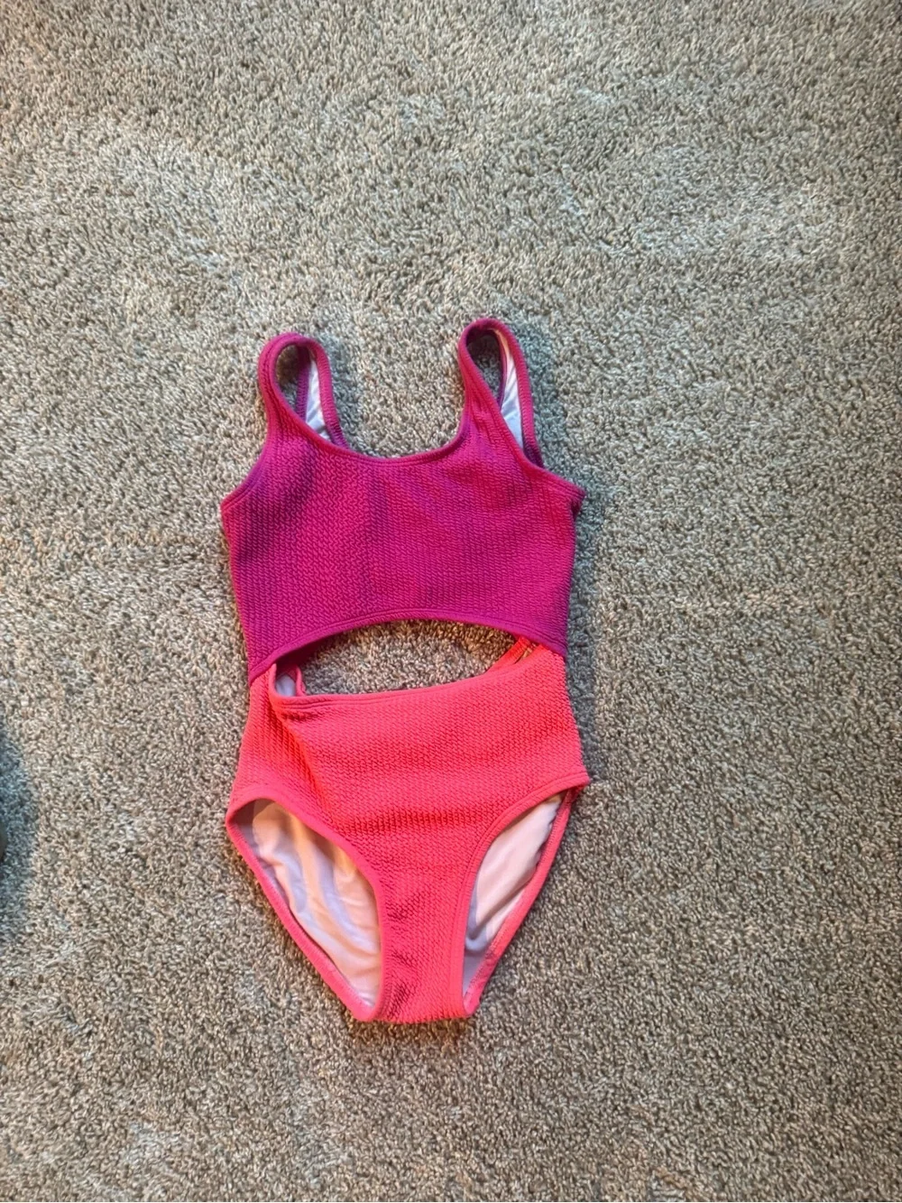 Old Navy Girls Color Block Cutout One Piece Swimsuit Textured Swm Size Small 6/7